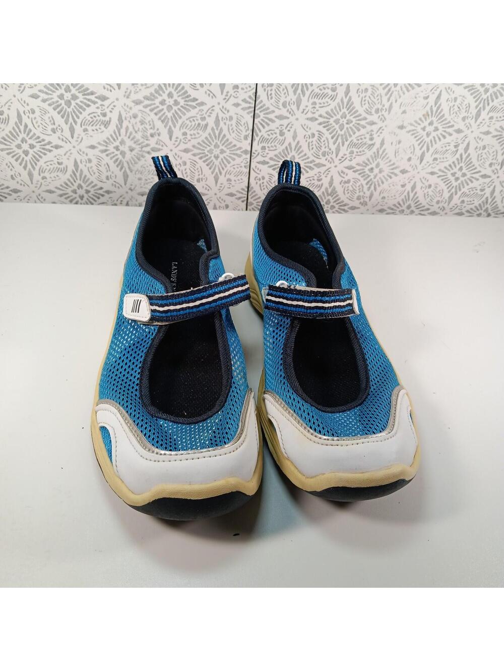 LANDS END Womens Size 7 B Blue White Casual Shoes Mesh
